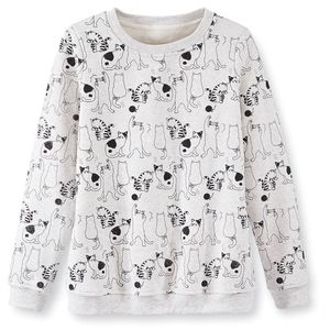 NWT Cat Outline Print Sweatshirt SM Wardrobe Size Large